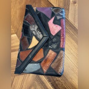 Vintage Snakeskin Colorful Patchwork Clutch